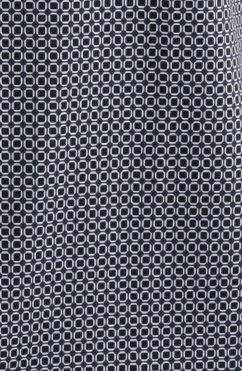 Bugatchi Miles OoohCotton<sup>®</sup> Geo Print Short Sleeve Button-Up Shirt, Alternate, color, Black