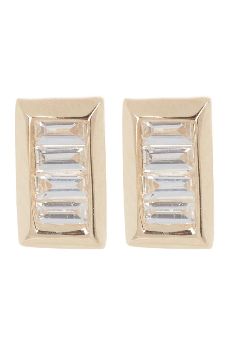 Baguette Cut Diamond Stud Earrings - 0.15ct., Main, color, YELLOW GOLD/DIAMOND