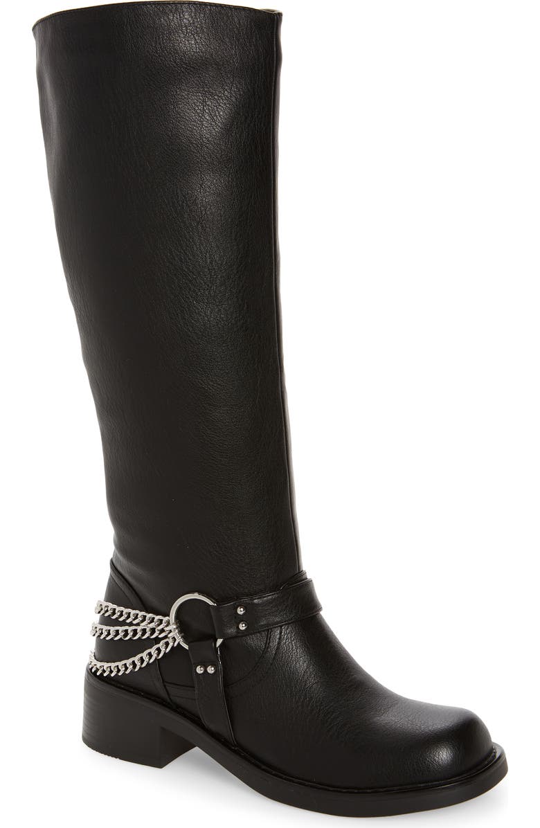 AZALEA WANG Gardner Chain Detail Engineer Boot, Main, color, Black