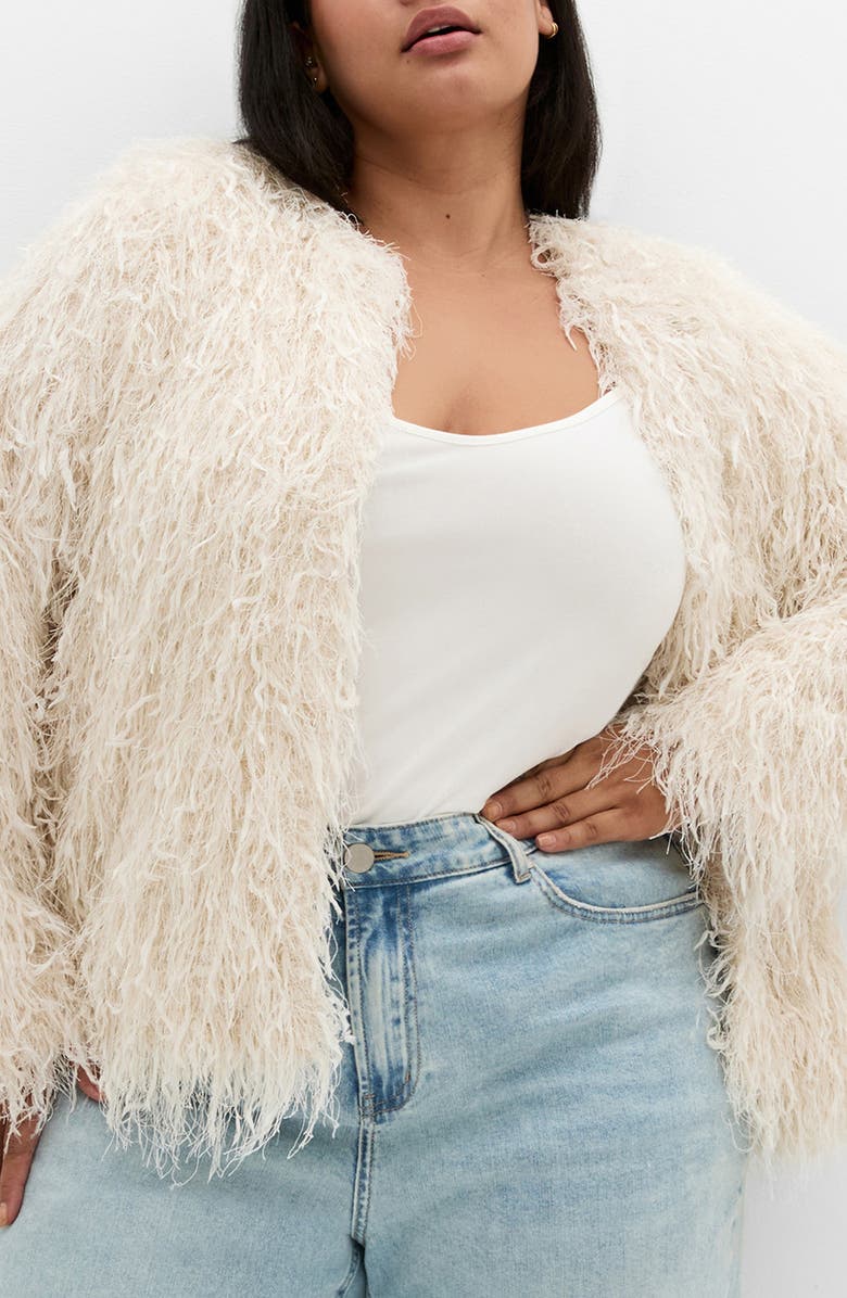 City Chic Sparkle Queen Jacket, Main, color, Cream