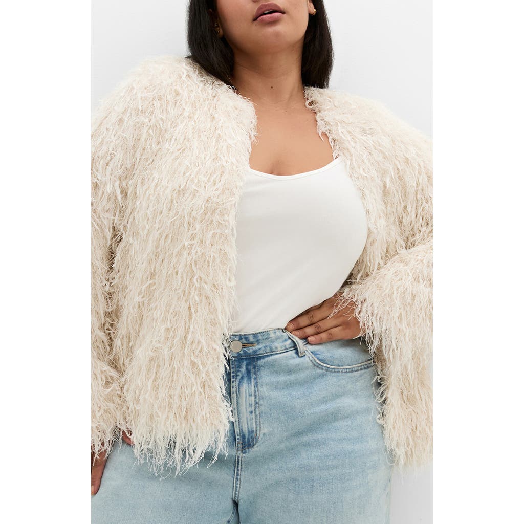 City Chic Sparkle Queen Jacket In White
