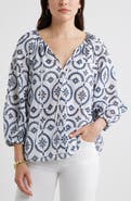 Caslon® Embroidered Eyelet Lace Top