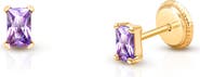 Tiny Blessings 14k Gold Radiant-Cut Purple CZ Studs Screw Back Earrings
