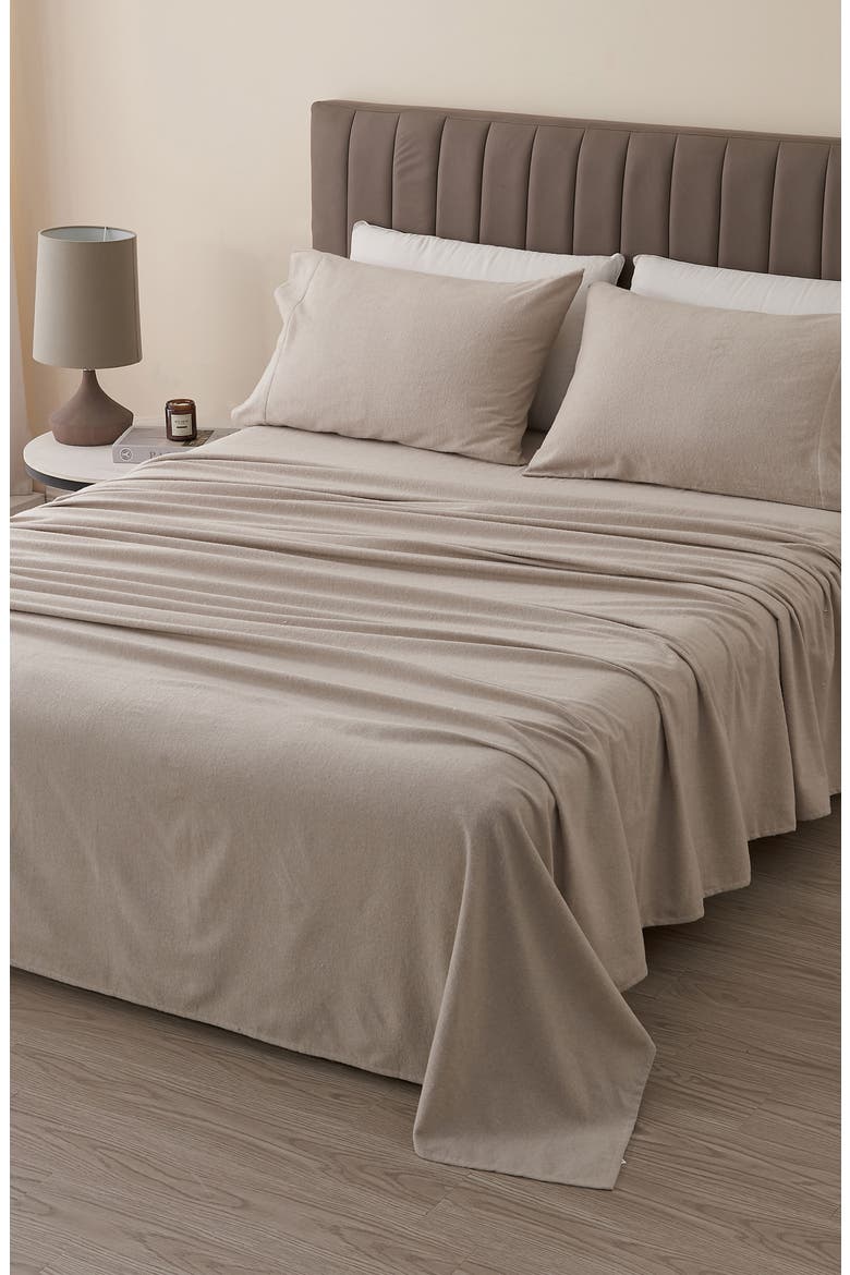 Heathered Turkish Cotton Blend Flannel Sheet Set, Main, color, HEATHERED LIGHT GREY