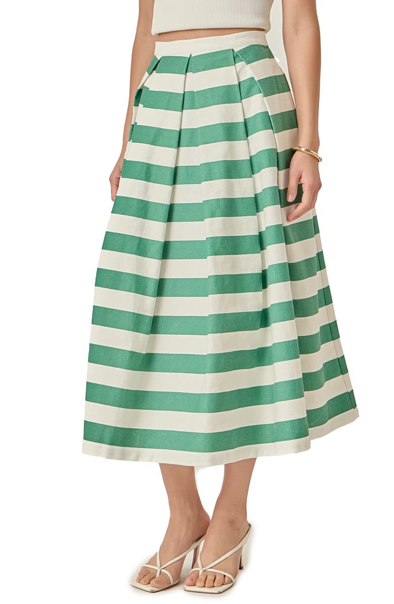English Factory Bold Stripe Cotton Midi Skirt, Alternate, color,