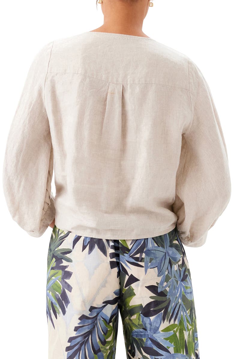 Karen Kane Tie Front Linen Top, Alternate, color, Oatmeal