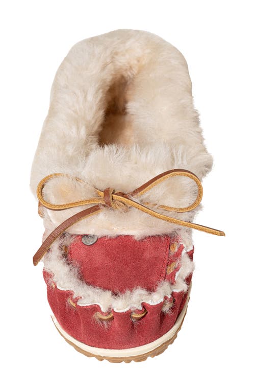Minnetonka Ultimate Genuine Shearling Slipper In Red
