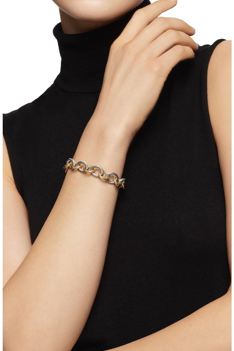 Oval Link Chain Bracelet in Sterling Silver with 18K Gold, 12mm, Alternate, color, SILVER/ GOLD