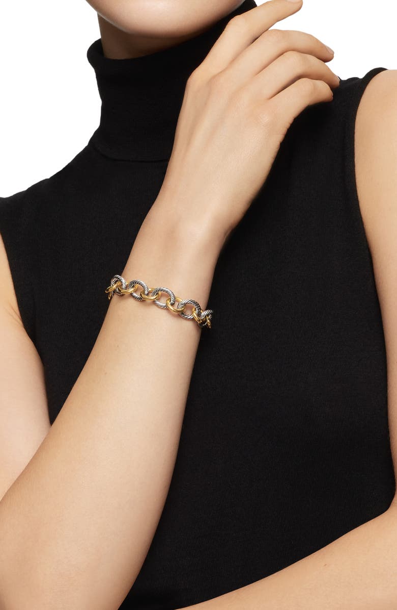 David Yurman Oval Link Chain Bracelet in Sterling Silver with 18K Gold, 12mm, Alternate, color, Silver/ Gold