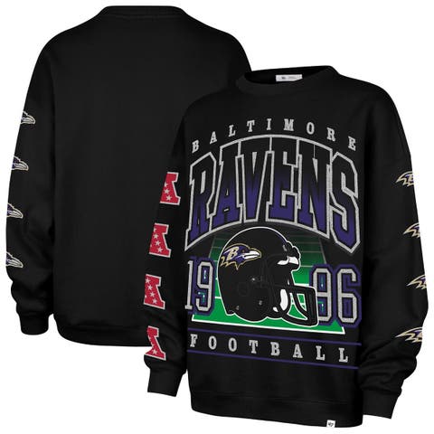 Women's '47  Black Baltimore Ravens Go Big Oversized Pullover Sweatshirt