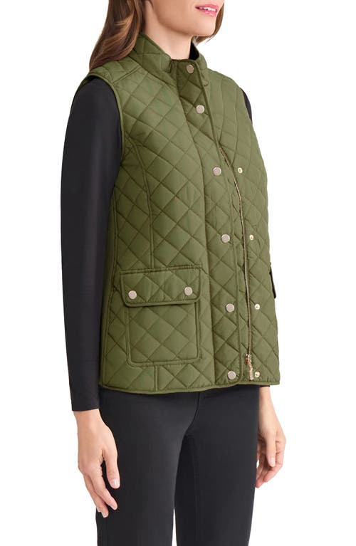 Jones New York Quilted Vest In Green