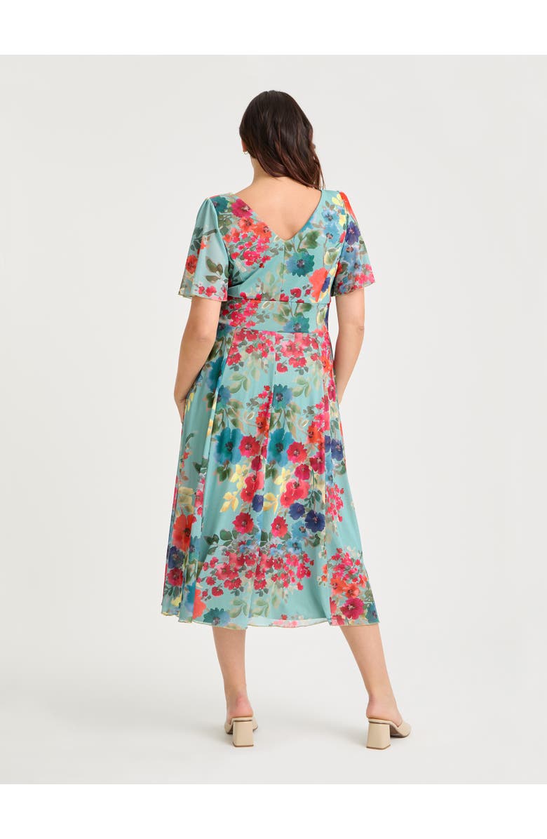 Scarlett & Jo Victoria Floral Angel Sleeve Midi Dress, Alternate, color, Soft Green Multi