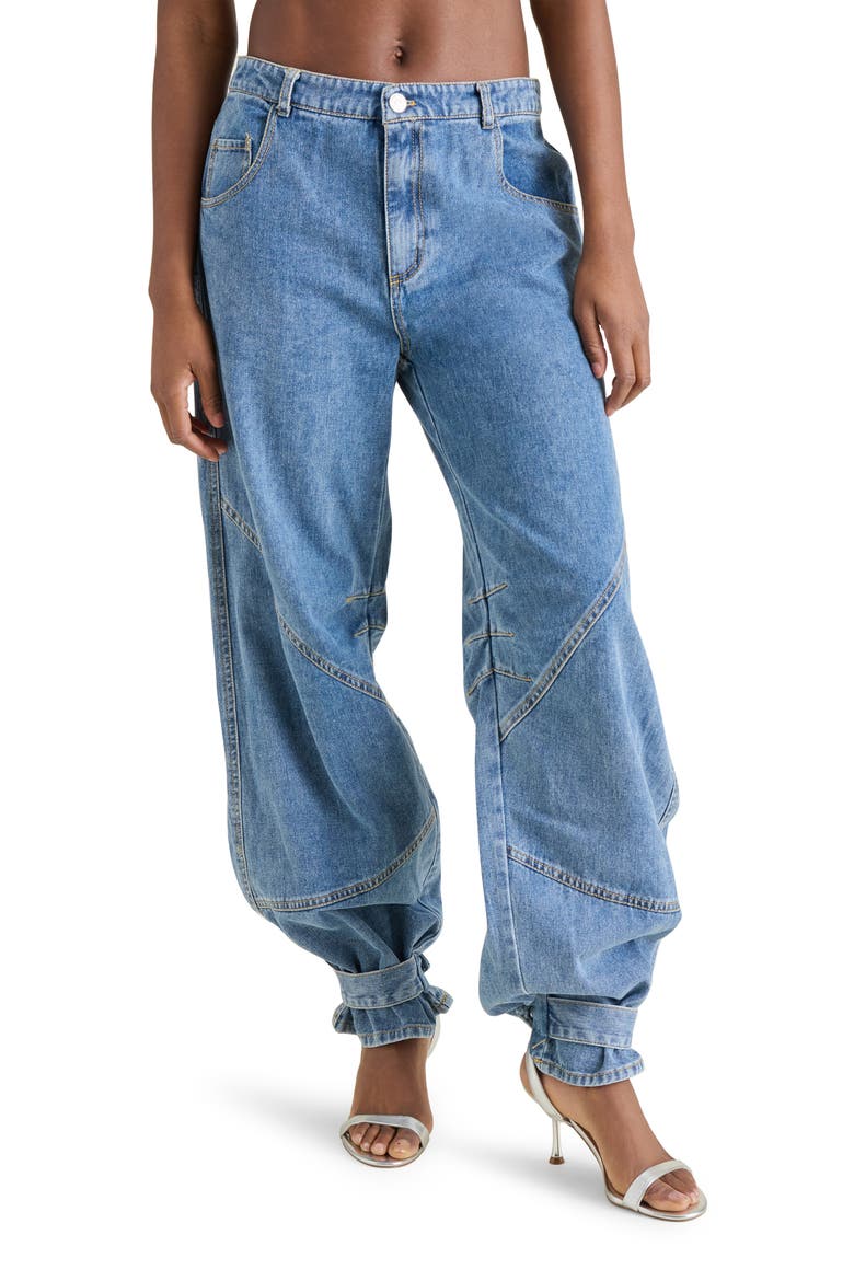 Tre Belted Hem Jeans, Alternate, color, BLUE DENIM
