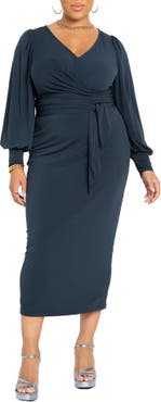 ELOQUII Cross Front Midi Dress