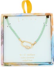 Leith Cubic Zirconia & Crystal Beaded Carabiner Necklace