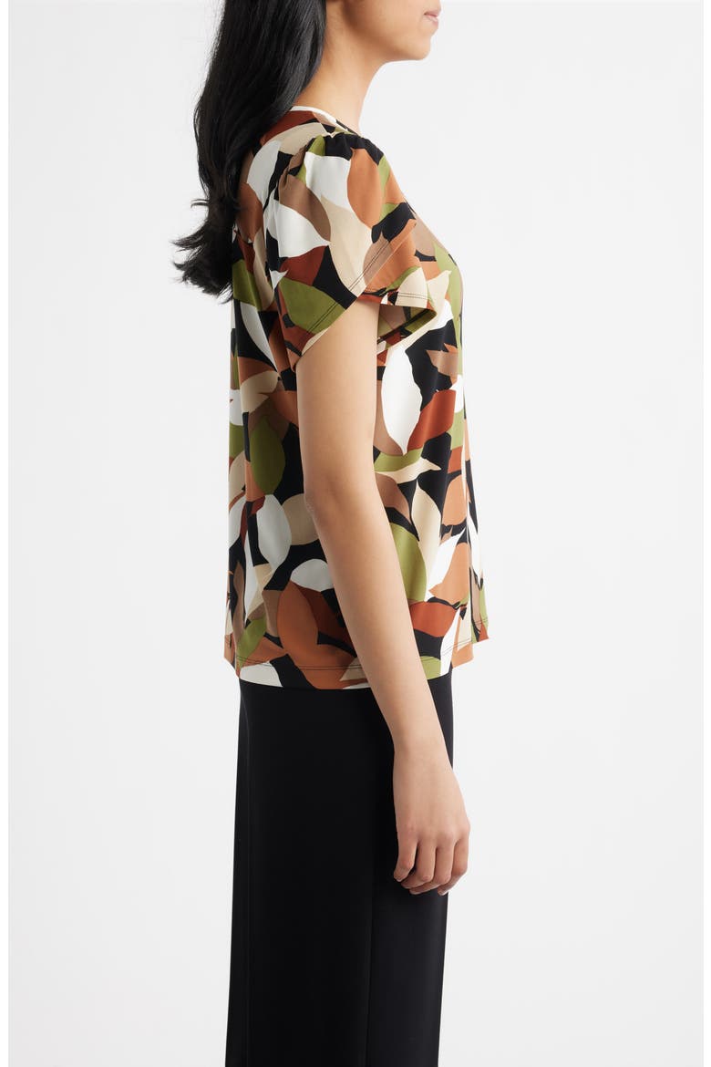 Foliage Print Tulip Sleeve Top, Alternate, color, CEDAR SPC MLT