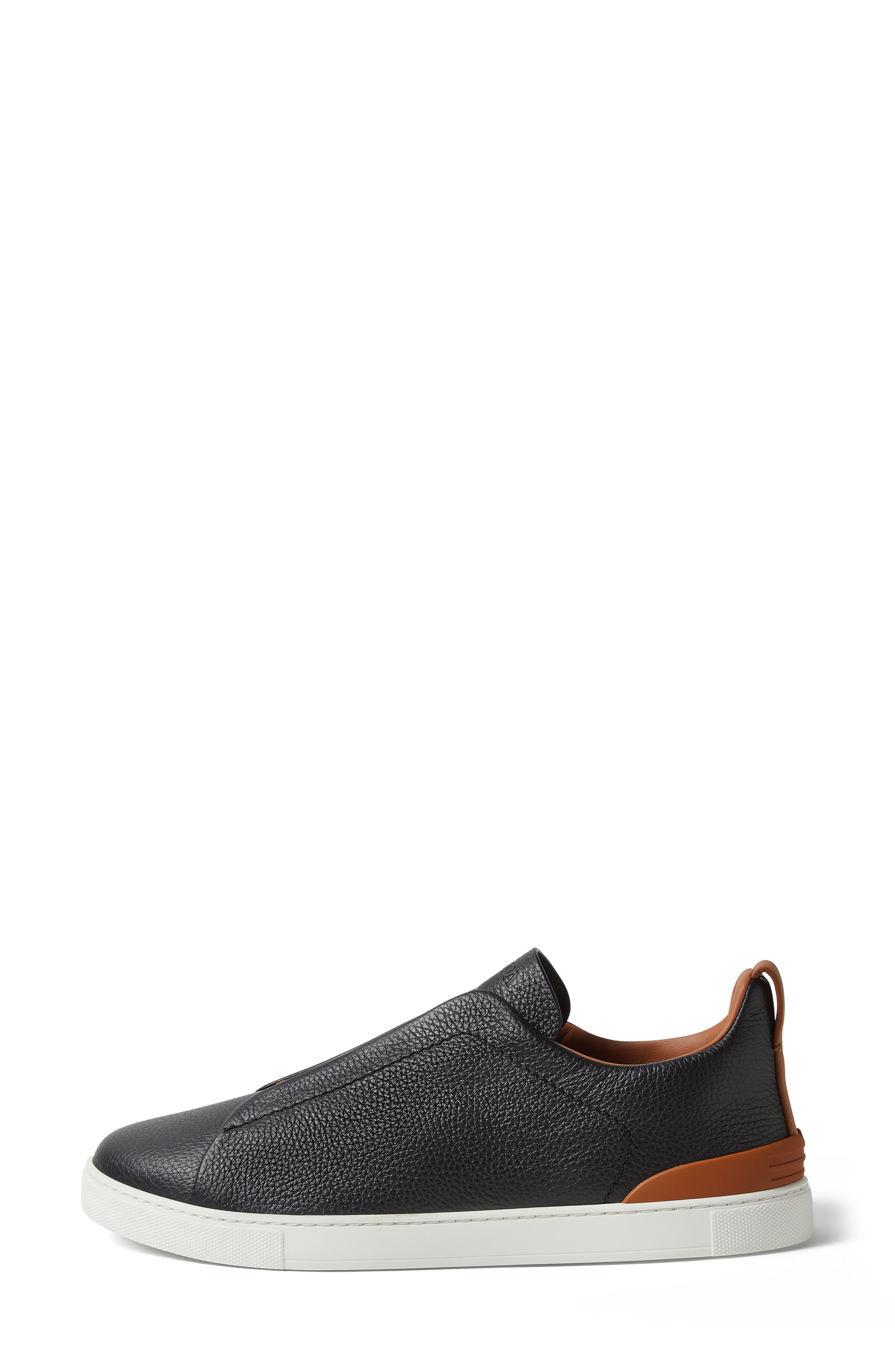 Triple Stitch™ Leather Slip-On Sneaker, Alternate, color, BLACK