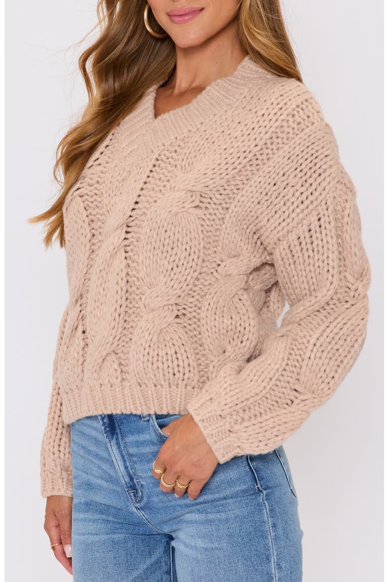 Josephine Chunky V-Neck Sweater, Alternate, color, TAUPE