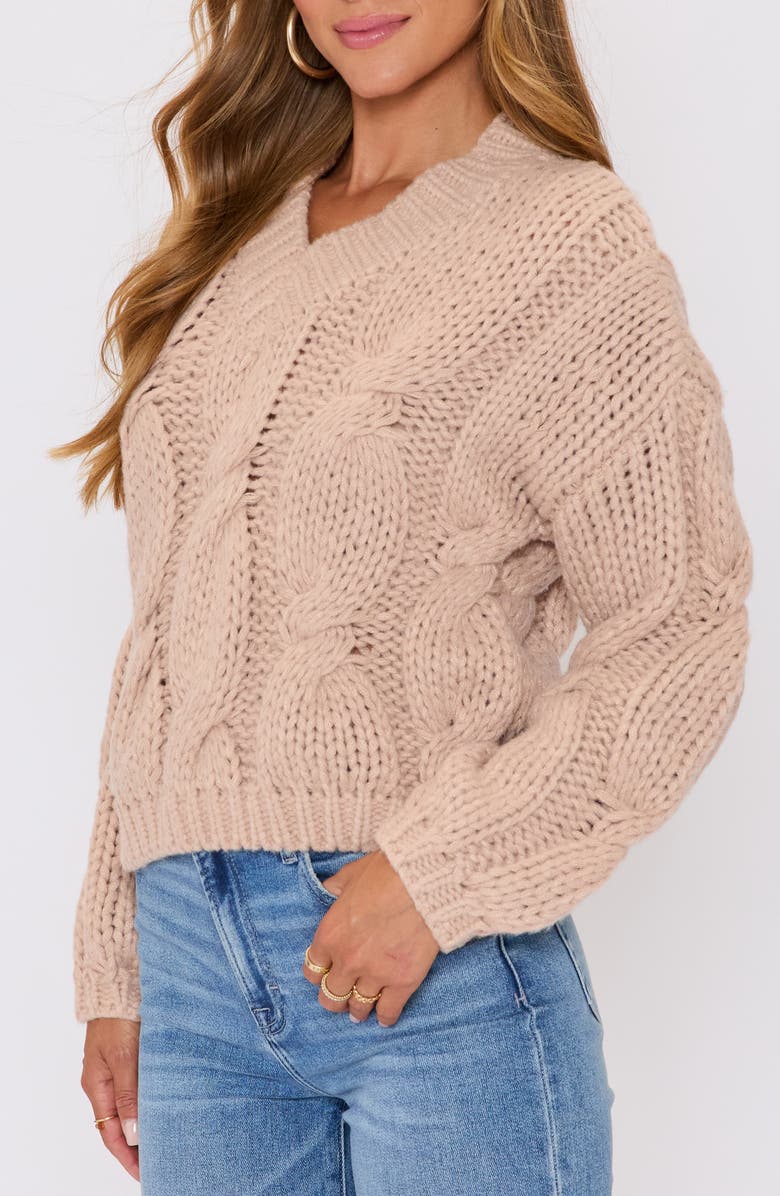 VICI Collection Josephine Chunky V-Neck Sweater, Alternate, color, Taupe