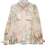 Camilla Curved Collar Silk Chiffon Shirt