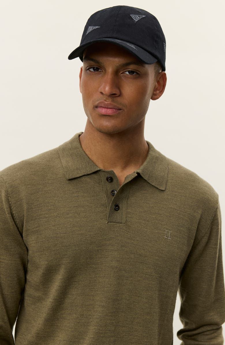 Les Deux Greyson Long Sleeve Wool Polo Sweater, Alternate, color, Military Olive