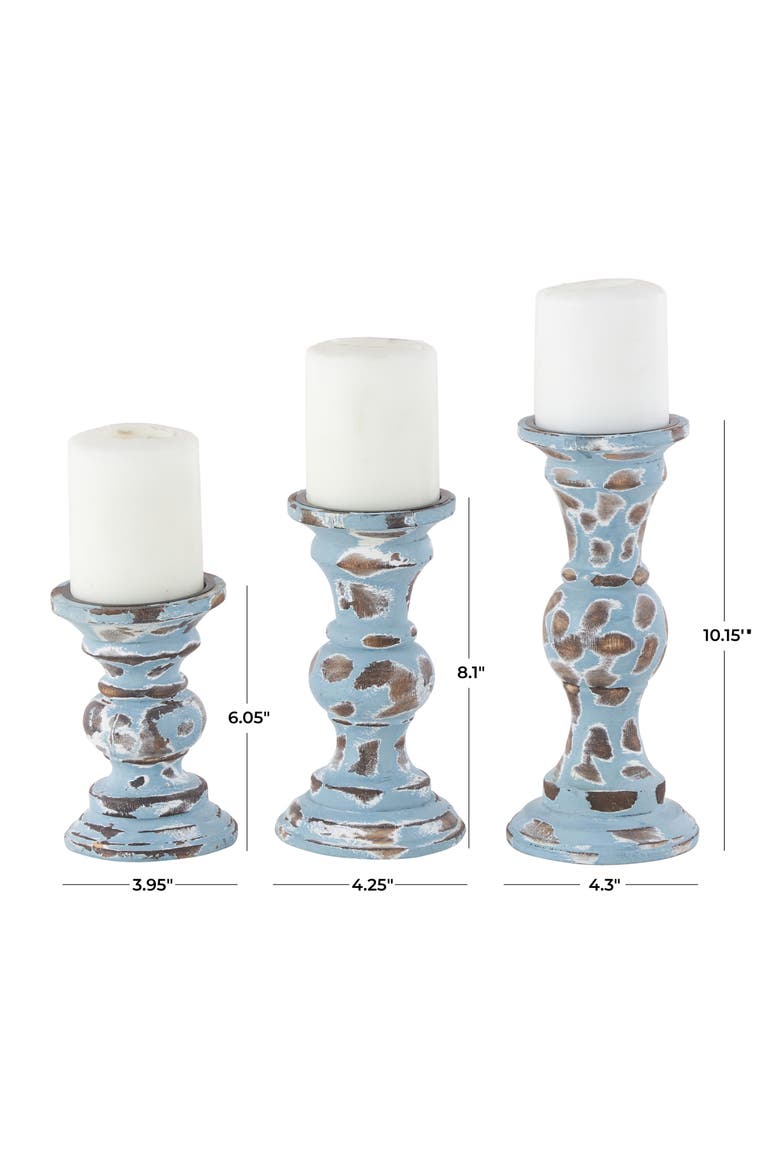 Set of 3 Candle Holders, Alternate, color, LIGHT BLUE