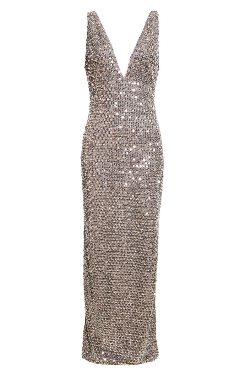 Ramy Brook Ellie Sequin Gown, Alternate, color, Platinum Sequin