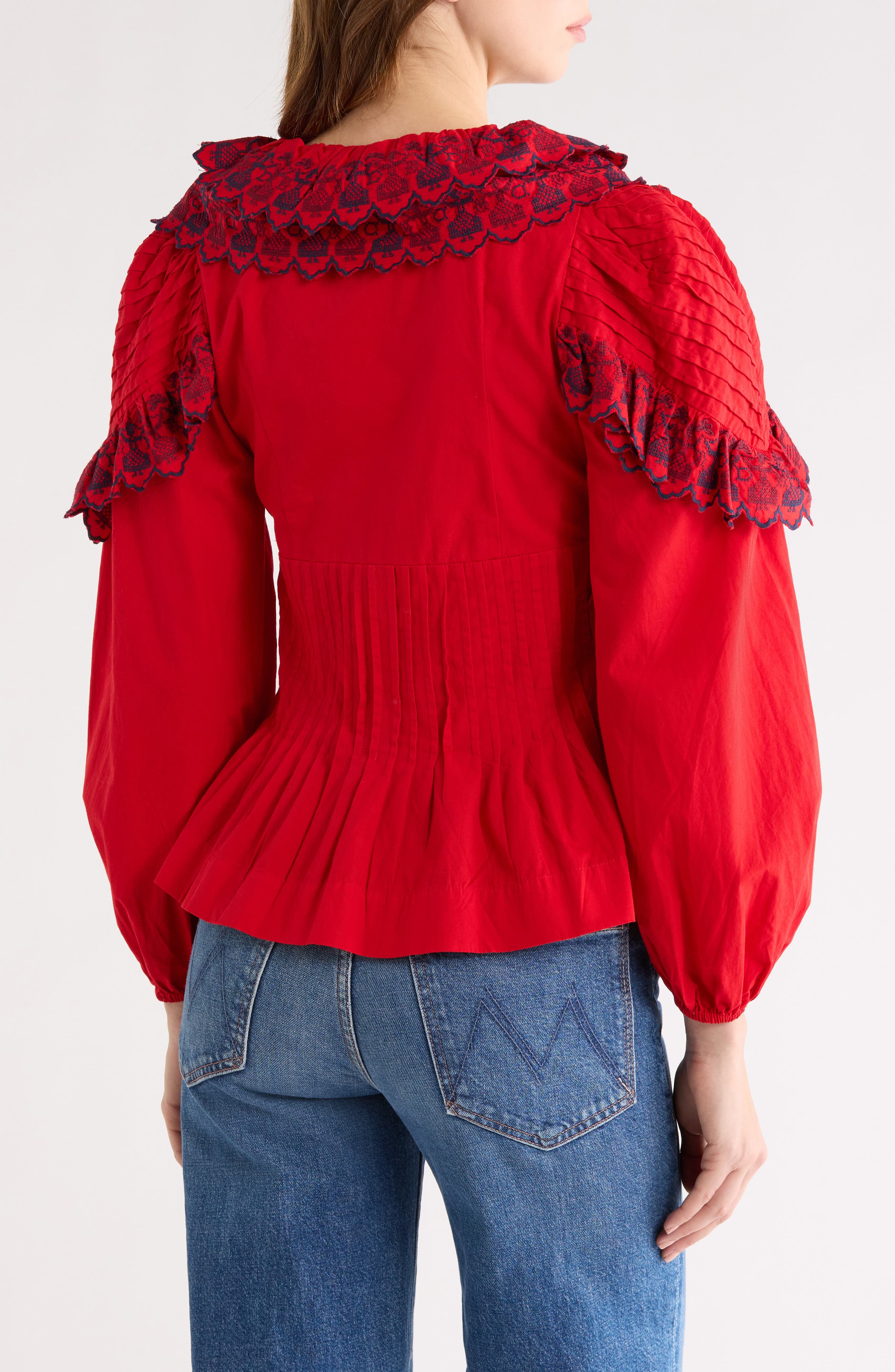 Caroline Embroidered Organic Cotton Peplum Top (Women) | Nordstrom