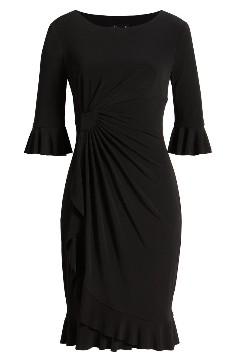 Connected Apparel Ruffle Pleat Dress, Alternate, color, Black