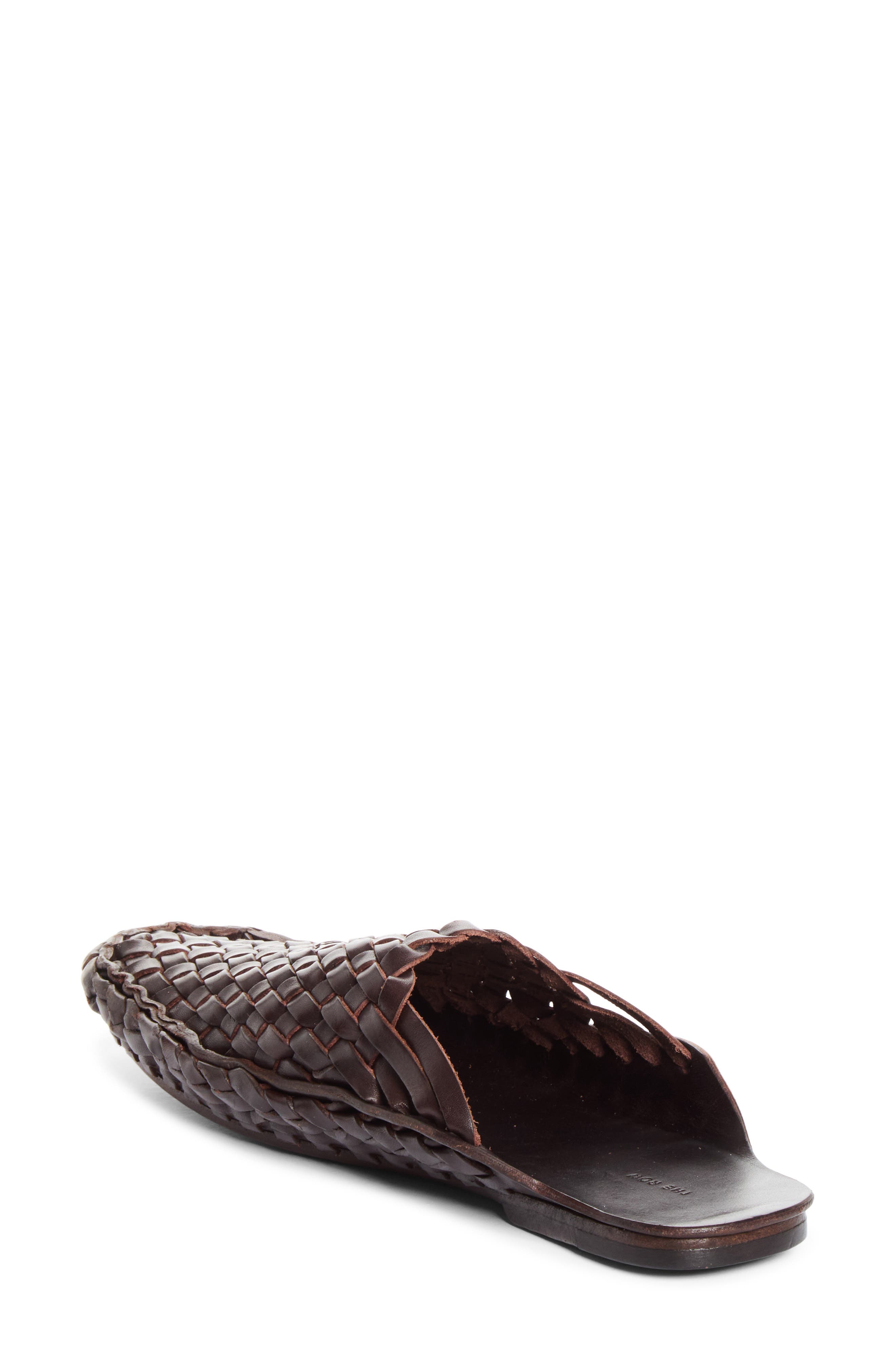Woven Leather Flat Mule, Alternate, color, LACQUER BROWN