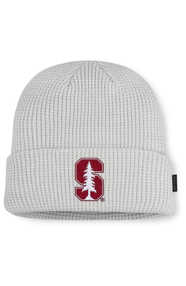 Nike Men Nike Gray Stanford Cardinal 2025 On-Field Utility Cuffed Knit Hat, Main, color, 