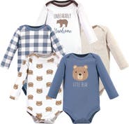 Hudson Baby Five-Piece Collection of Long-Sleeve Cotton Bodysuits