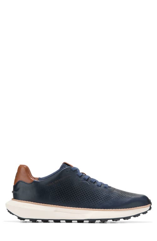 Cole Haan Grandpro Ashland Laser Perforated Sneaker In Navy Blazer/ivory