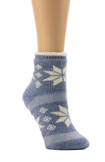Cuddl Duds Cozy Lined Chenille Crew Socks In Blue