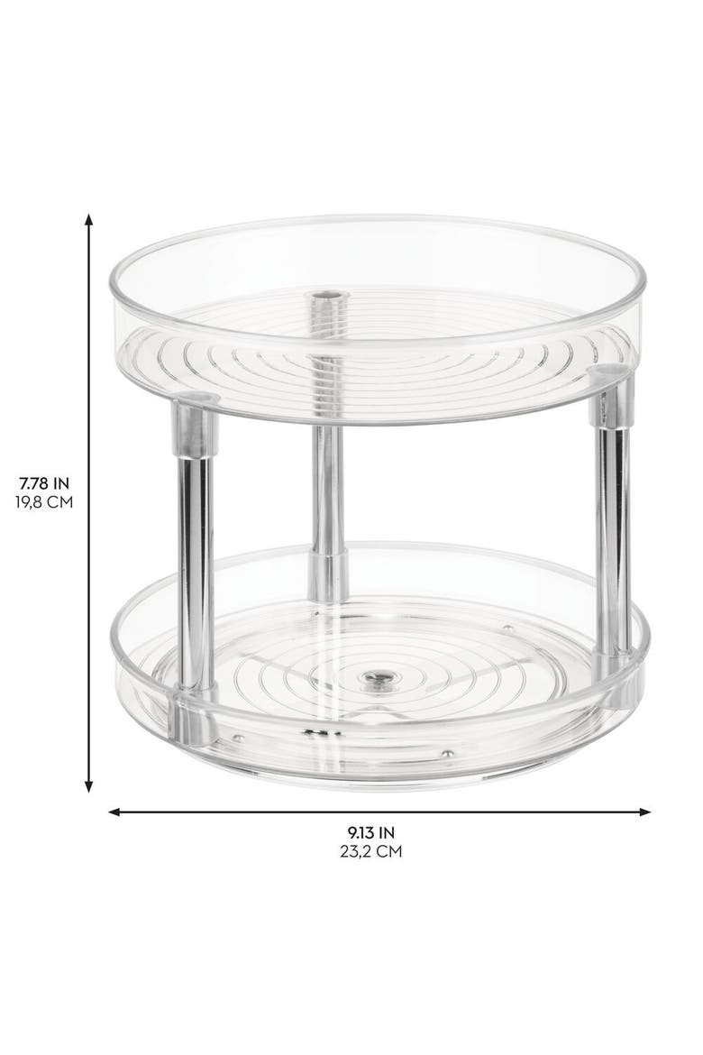 9-Inch Plastic 2-Tier Lazy Susan - Set of 2 - Clear/Chrome, Alternate, color, Clear/Chrome