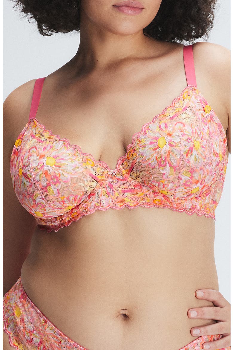 Sunray Lace Plunge Bra, Alternate, color, ACACIA PINK