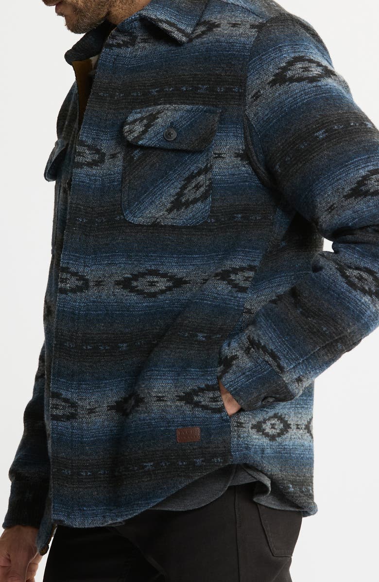 JACHS Geometric Jacquard Faux Shearling Lined Jacket, Alternate, color, Grey Aztec