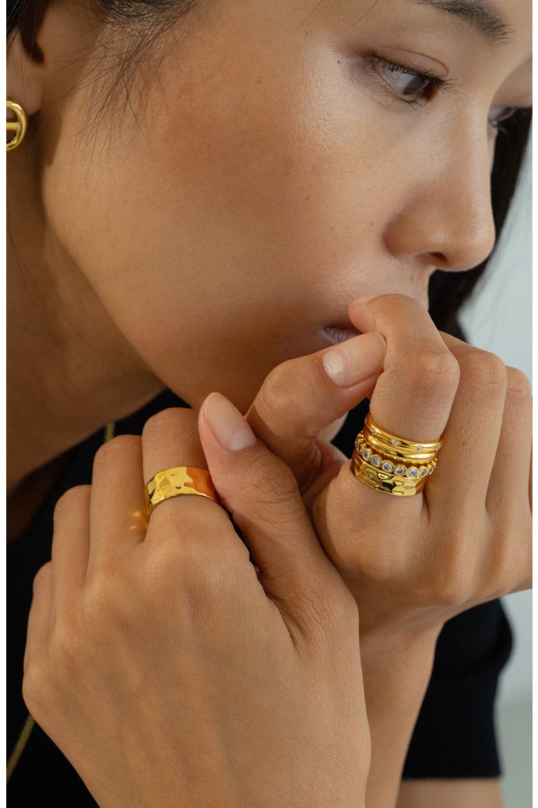 Sterling Silver 18k Gold Plated Margot Ring Sparkle Everyday Wear, Alternate, color, Gold