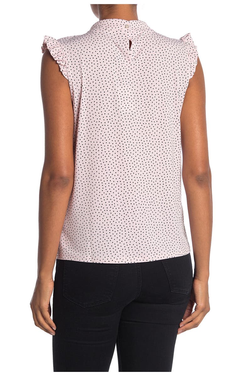 Adrianna Papell Ruffle Cap Sleeve Printed Blouse, Alternate, color, 