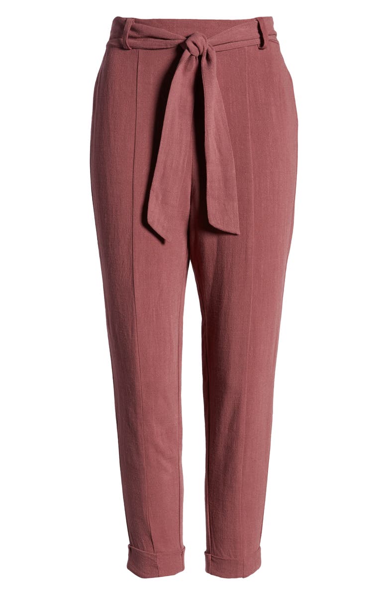 June & Hudson Belted High Waist Crop Pants, Alternate, color,