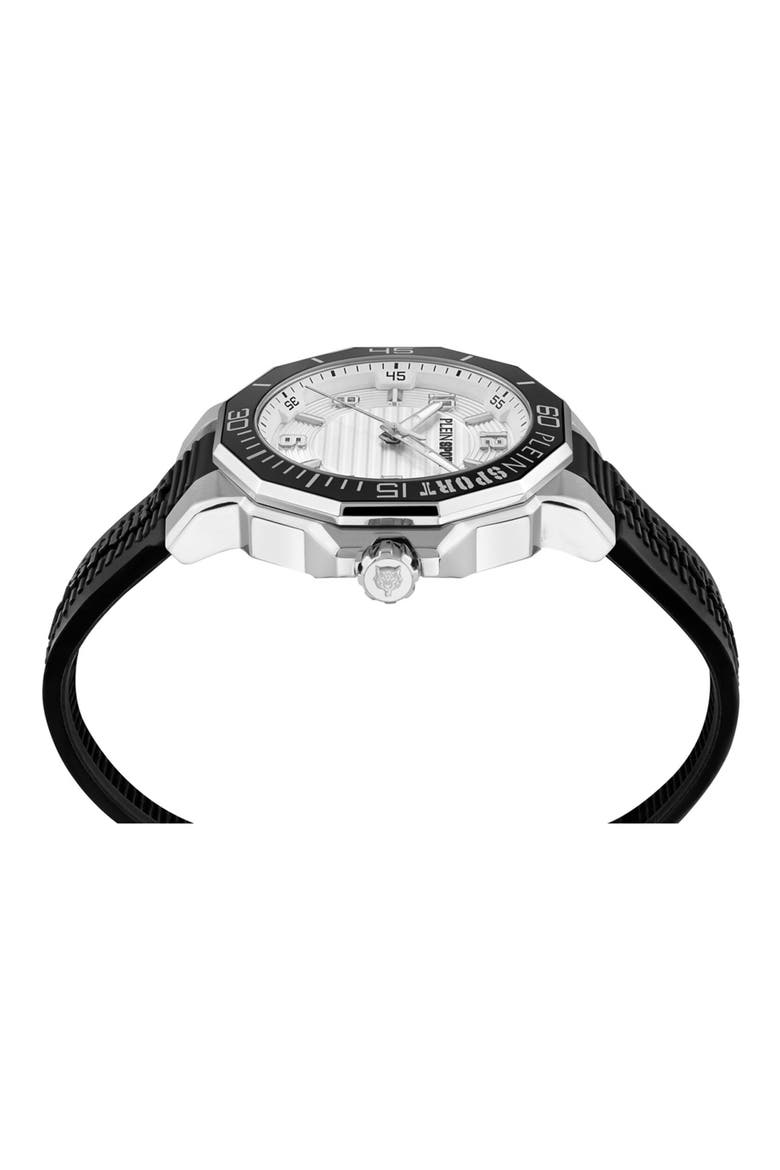 Titan Silicone Band Watch, 44mm, Alternate, color, STAINLESS STEEL/ BLACK