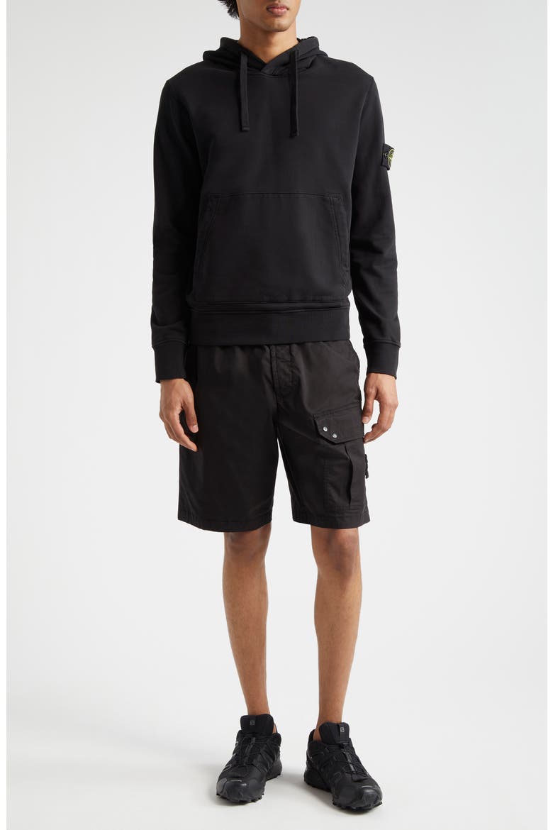 Logo Patch Cotton Hoodie, Alternate, color, BLACK