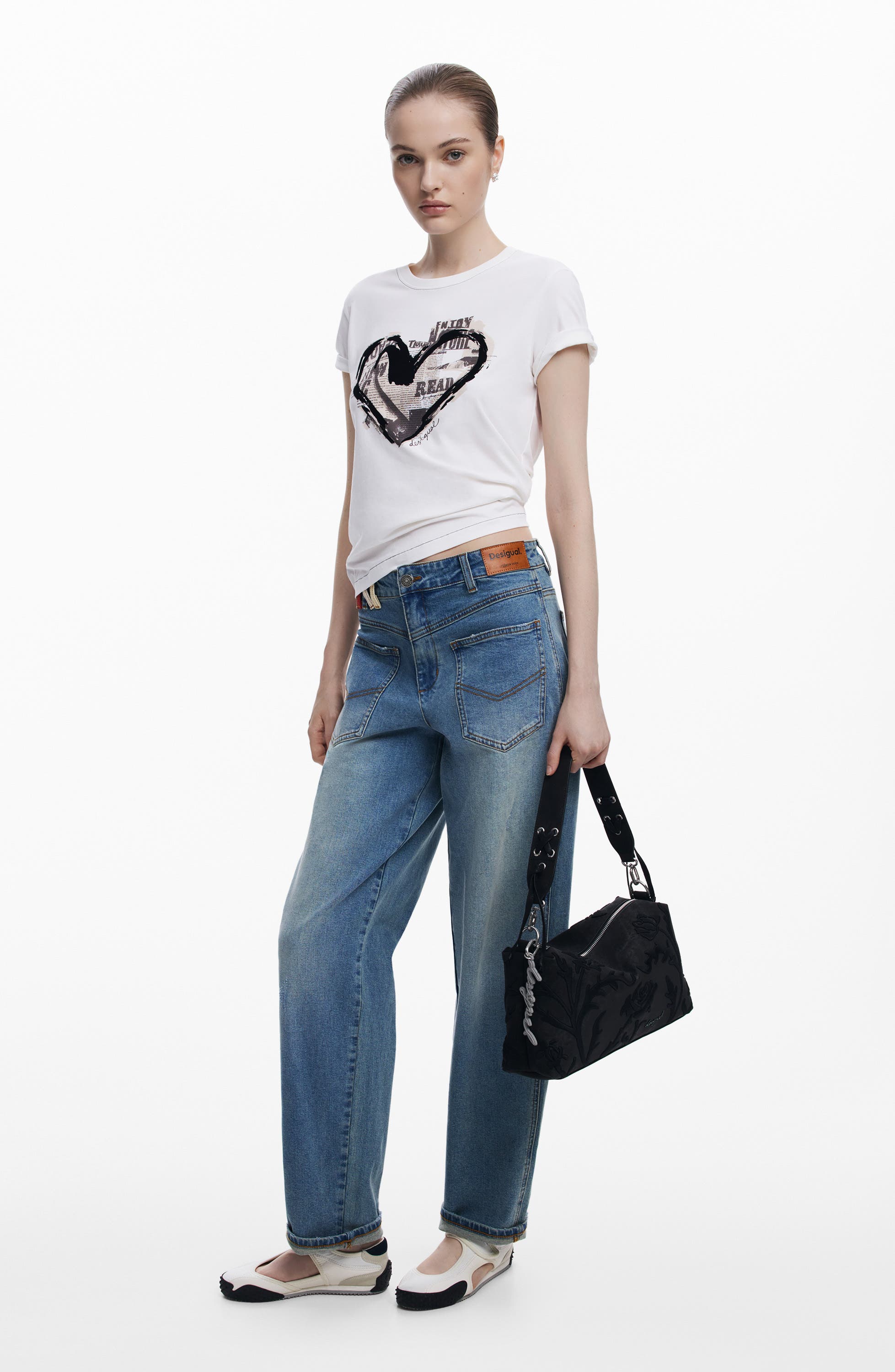 Desigual Faux Leather Shoulder Bag, Alternate, color, Black