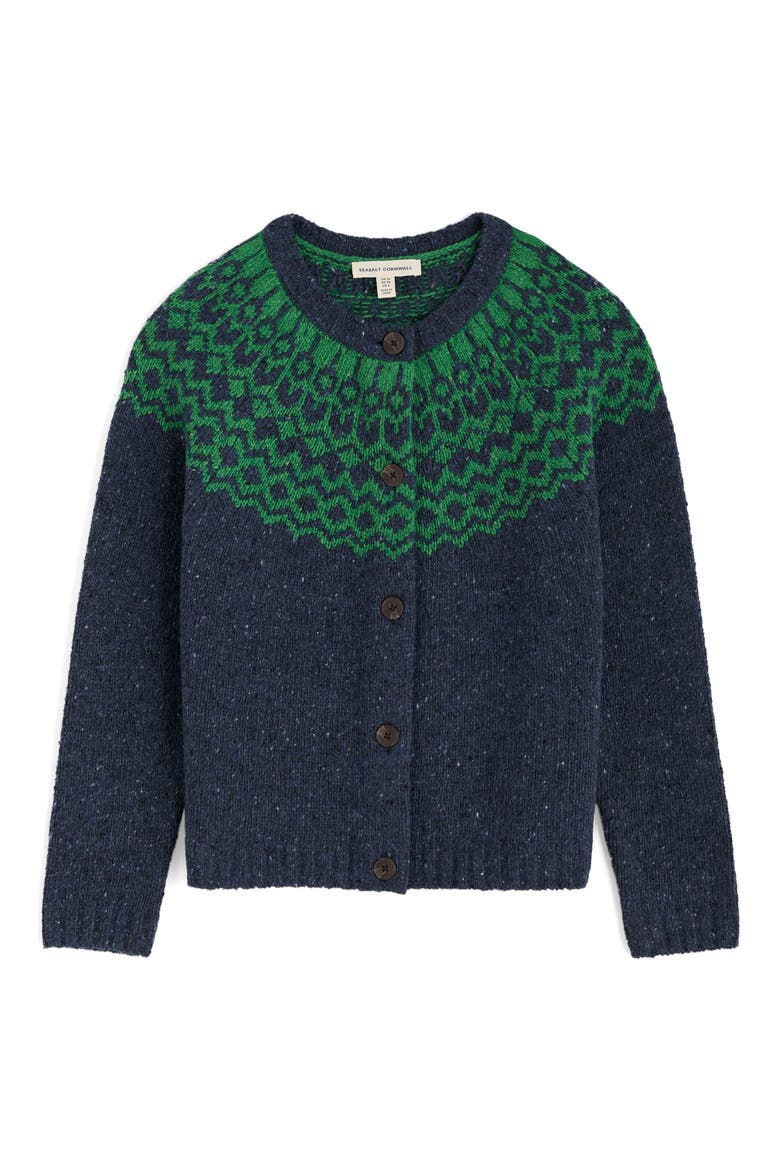 Port Kinnis Fair Isle Merino Wool Blend Cardigan, Alternate, color, WAG TAIL MARITIME HEDGEROW
