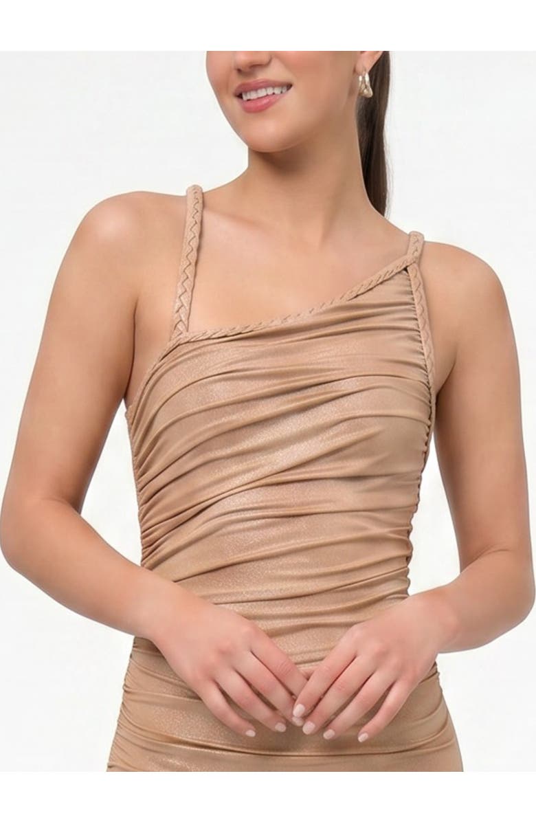RACHEL Rachel Roy Athena Asymmetric Braided Midi Dress, Alternate, color, Buff Nude