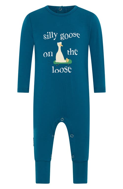 Tiny Tribe Silly Goose Cotton Graphic Romper In Green