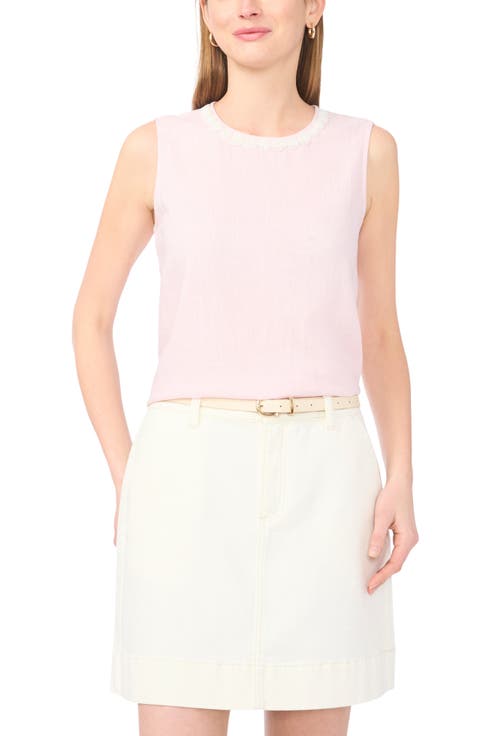 Rosette Neckline Sleeveless Top
