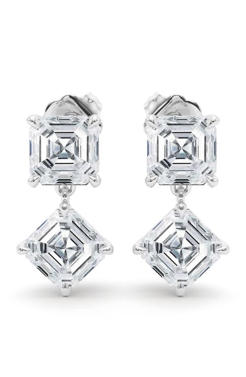 Hautecarat Lab Grown Diamond Twin Asscher Cut Drop Earrings