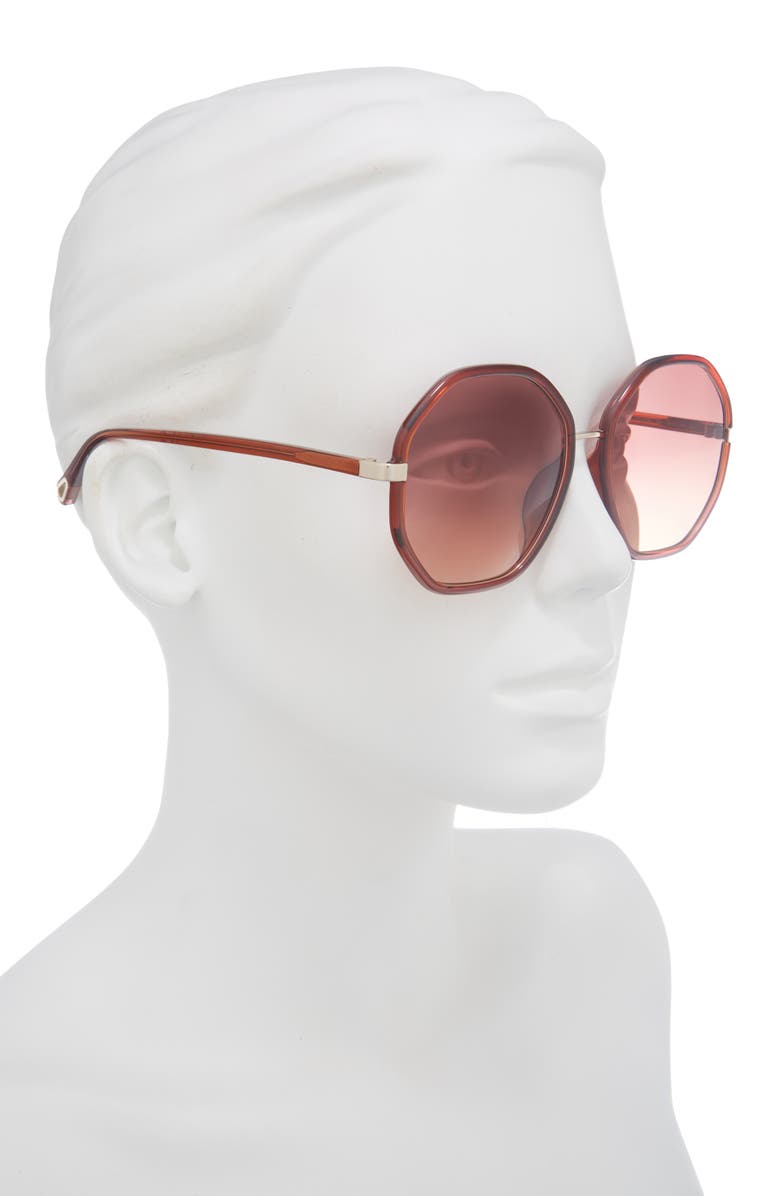 Chloé 59mm Round Gradient Sunglasses, Alternate, color, Red Red Red
