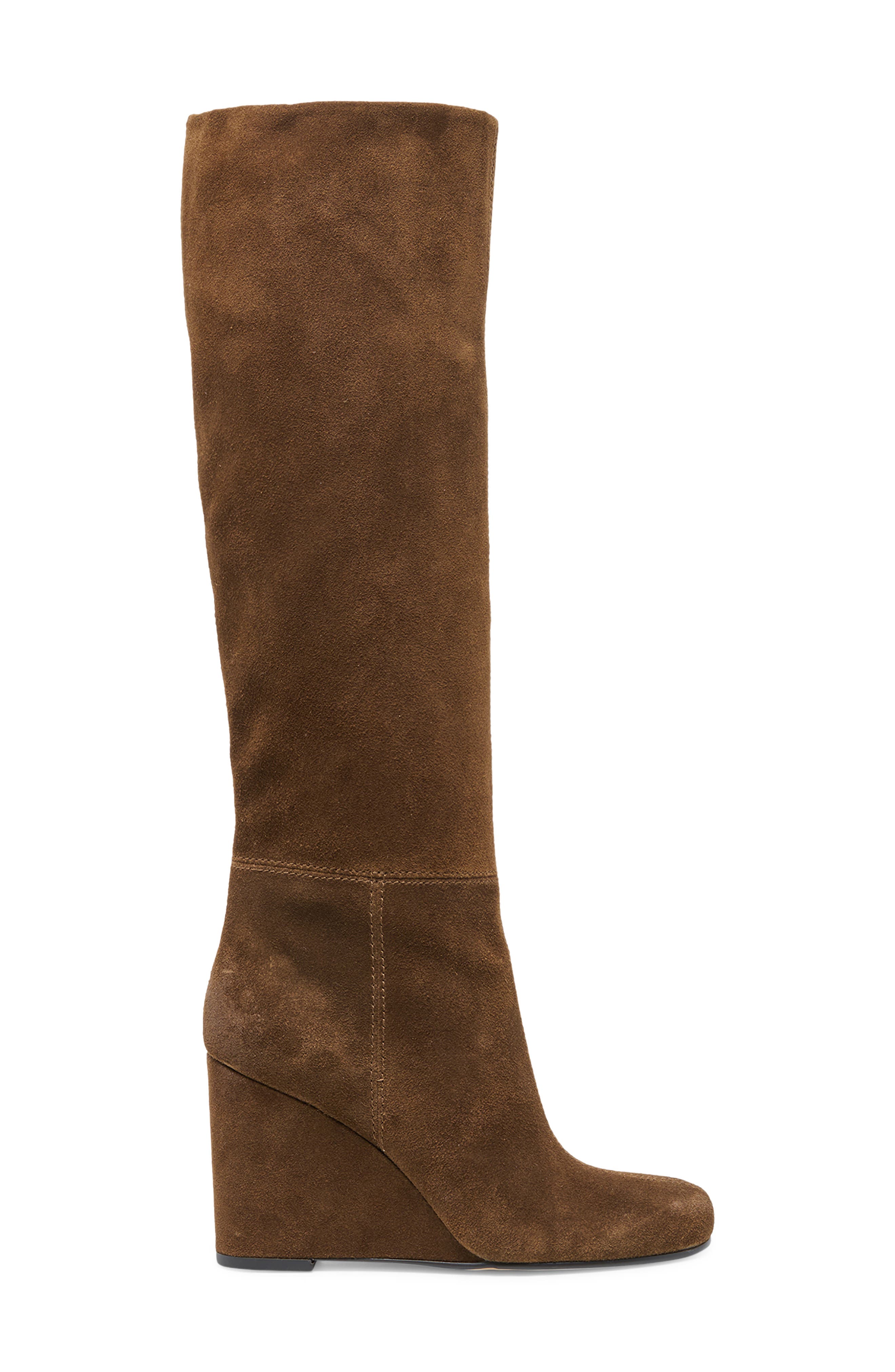 Hira Leather Wedge Boot, Alternate, color, CHESTNUT SUEDE